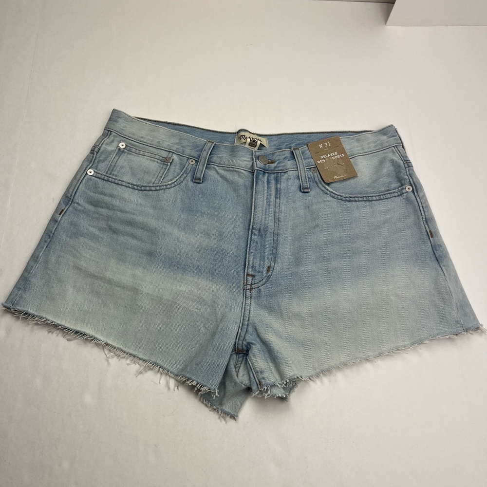 Madewell Relaxed Denim Cut-Off Short Light Wash Blue Womens SZ 31 NEW *TINY FLAW